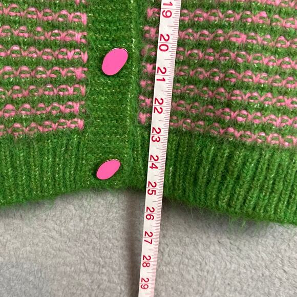 Zara Sweater Vest Green Pink Metal Buttons Size M Grandpacore Cottagecore Boho - Picture 5 of 8